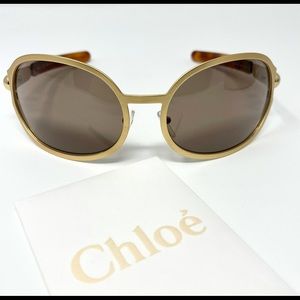 Chloe 69mm Round Sunglasses Gold/Brown